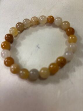 Yellow Aventurine Stretch Bracelet - Honey Brown & Cream